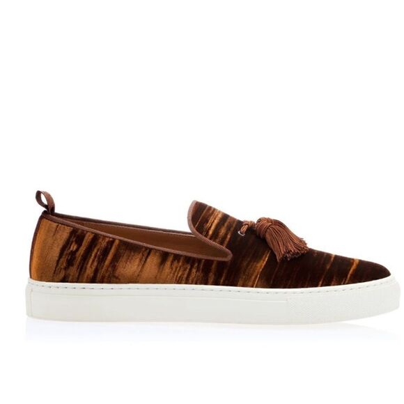 Superglamourous LOUIS Wrinkle Velvet Skate Style Slip On Shoe in Caramel main image 14